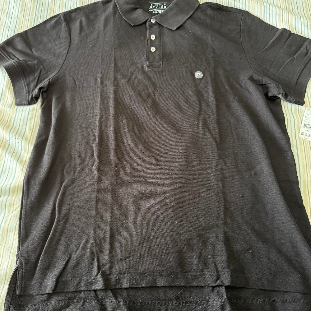 Men's XXL Black Cotton Polo Shirt NWT